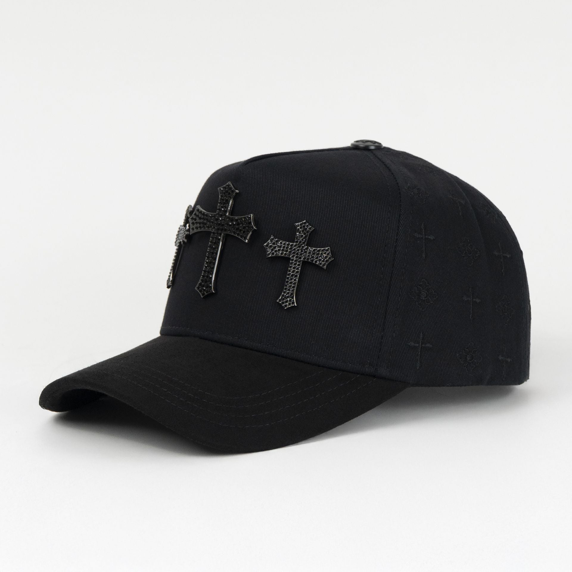 Gorra Caps Fans 3 CRUCES BLACK/VISOR SUEDE | Snapback Visera Curva