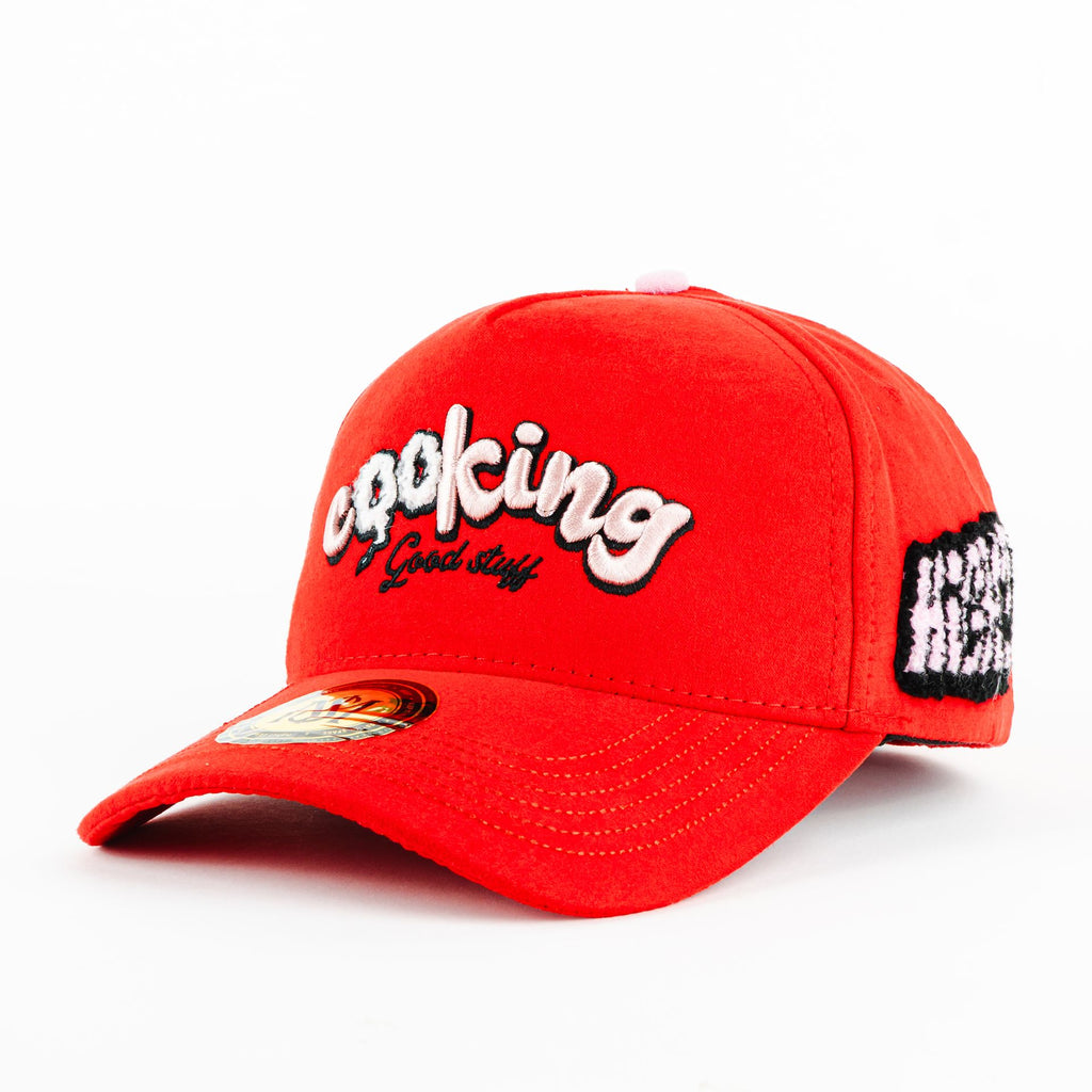 Gorra Mr. Kash COOKING ROJO GAMUZA | Snapback Visera Semicurva