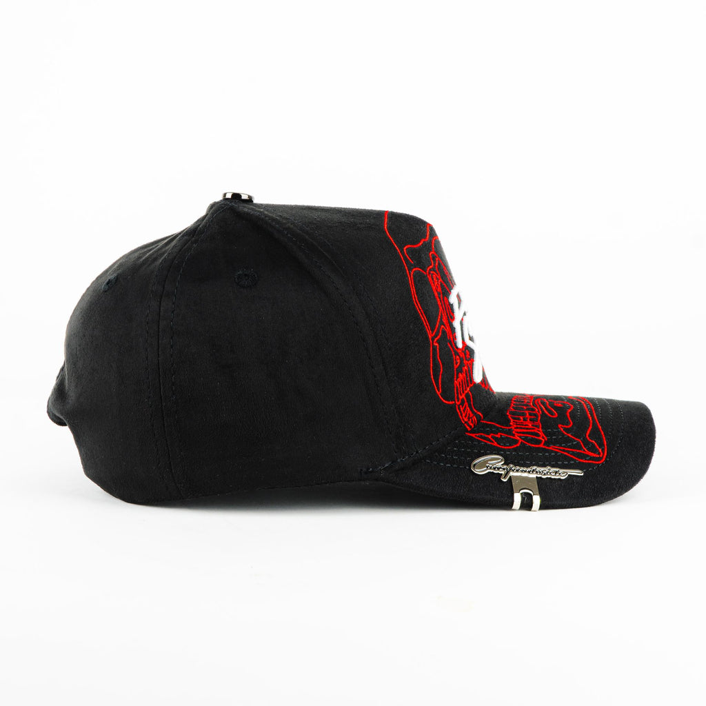 Gorra 5.7 SKULL RED FVSVN CURVA BLACK | Snapback Visera Curva