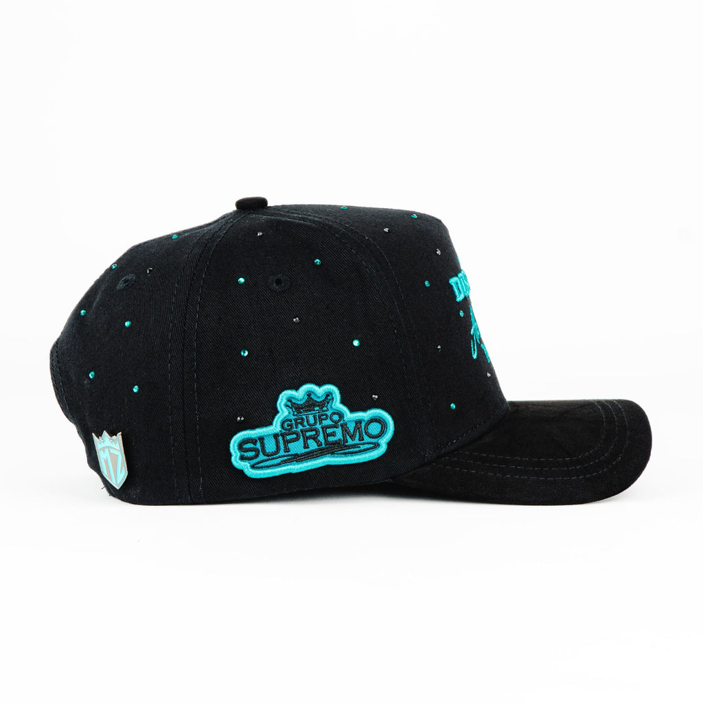 Gorra Mz Hats UNA DISCULPA AQUA CRYSTALES BLK | Snapback Visera Semicurva