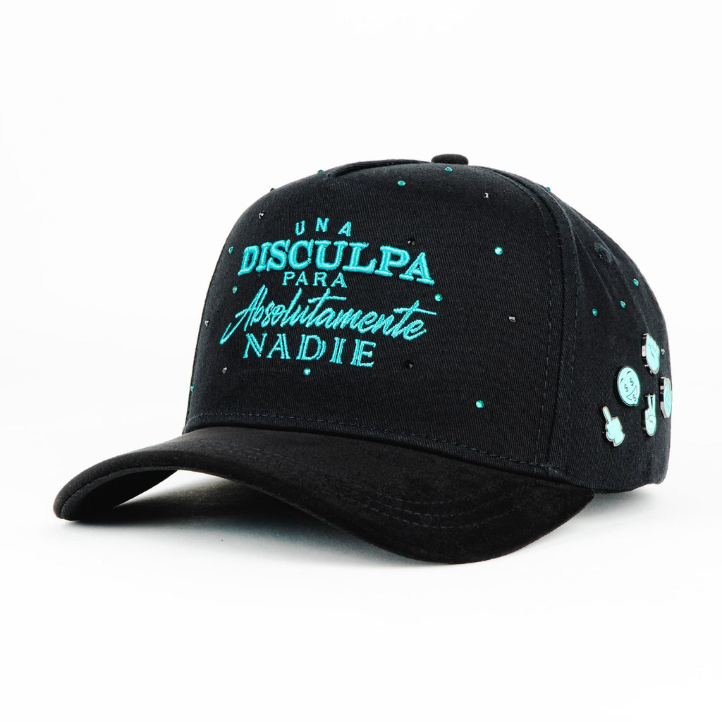 Gorra Mz Hats UNA DISCULPA AQUA CRYSTALES BLK | Snapback Visera Semicurva