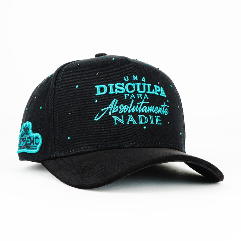 Gorra Mz Hats UNA DISCULPA AQUA CRYSTALES BLK | Snapback Visera Semicurva