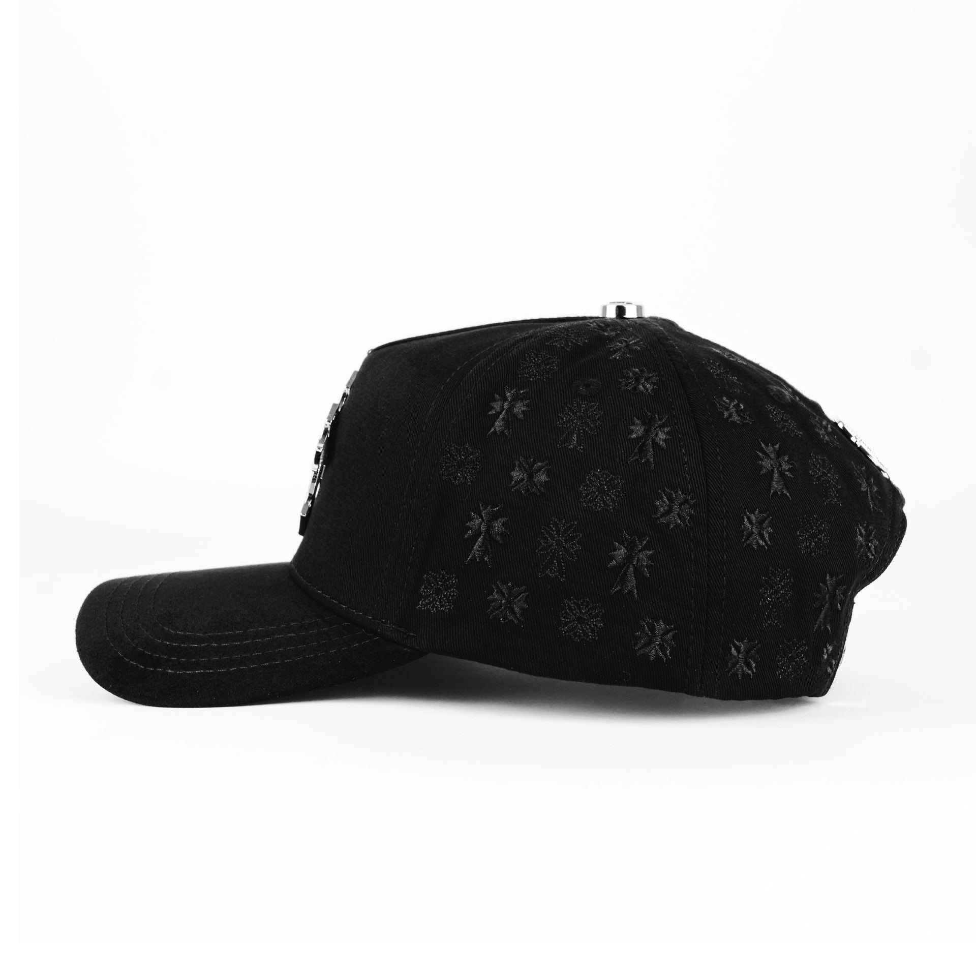Gorra Barbas Hats CRUCES SILVER CHROME BLACKOUT BLK | Snapback Visera Semicurva