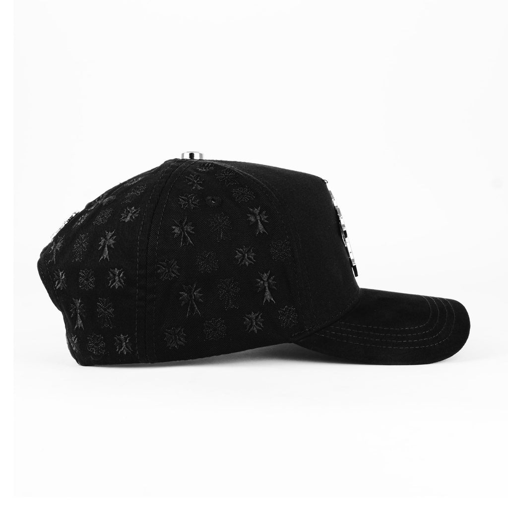Gorra Barbas Hats CRUCES SILVER CHROME BLACKOUT BLK | Snapback Visera Semicurva