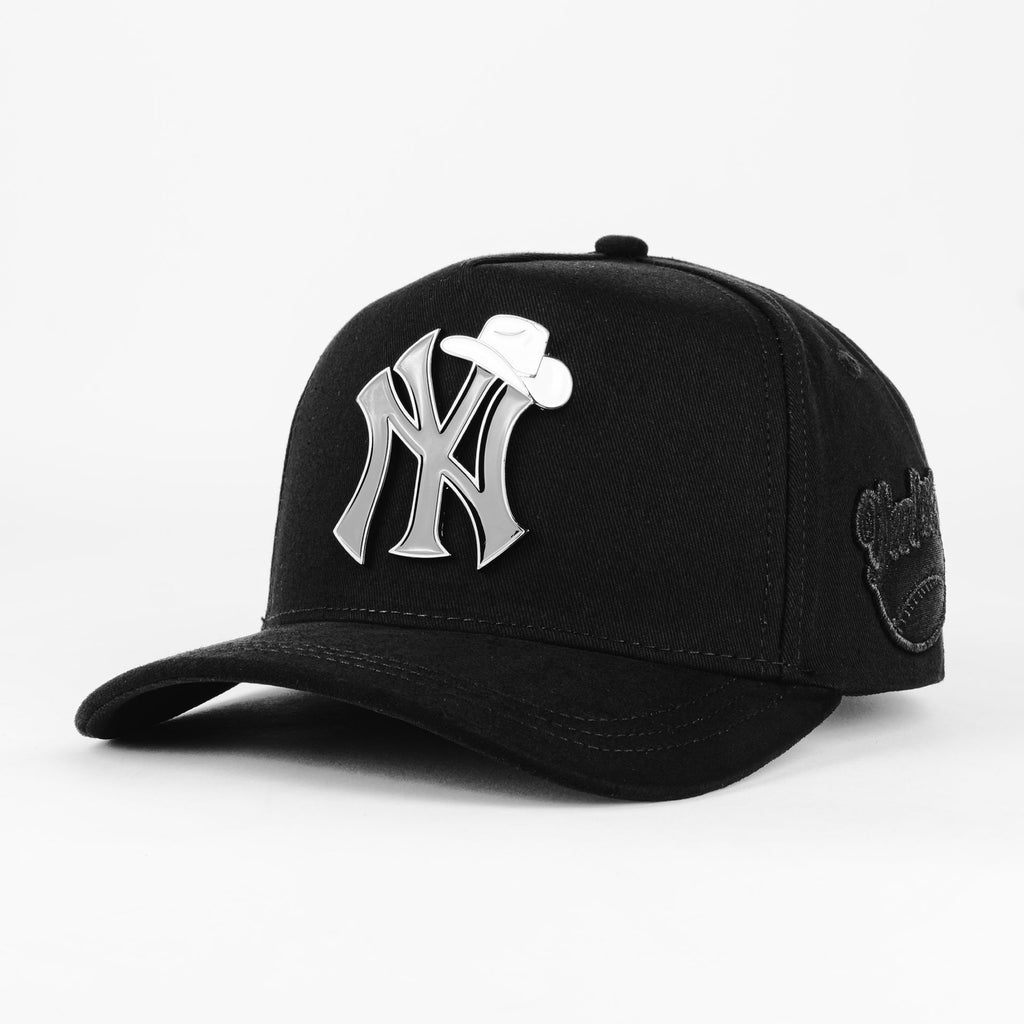 Gorra Mz Hats NY S ALL BLACK VISOR SUEDE | Snapback Visera Semicurva
