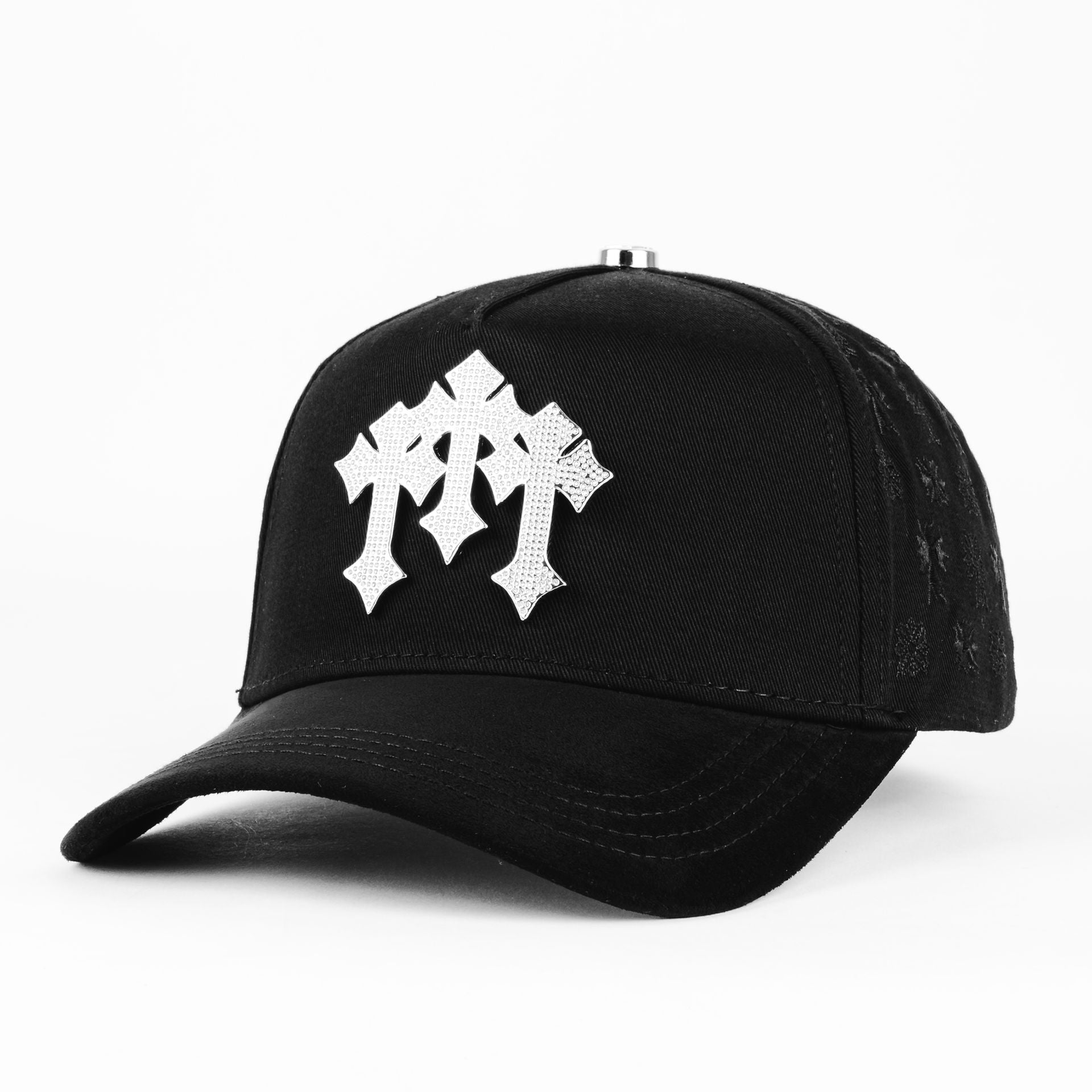 Gorra Barbas Hats CRUCES SILVER CHROME BLACKOUT BLK | Snapback Visera Semicurva
