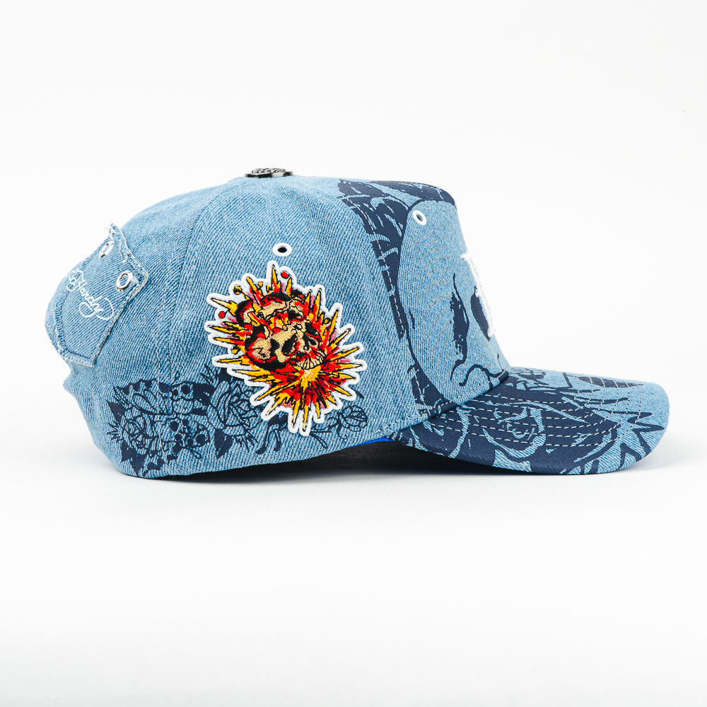 GORRA ED HARDY SKULL FIRE AND POCKET BLUE OSFA