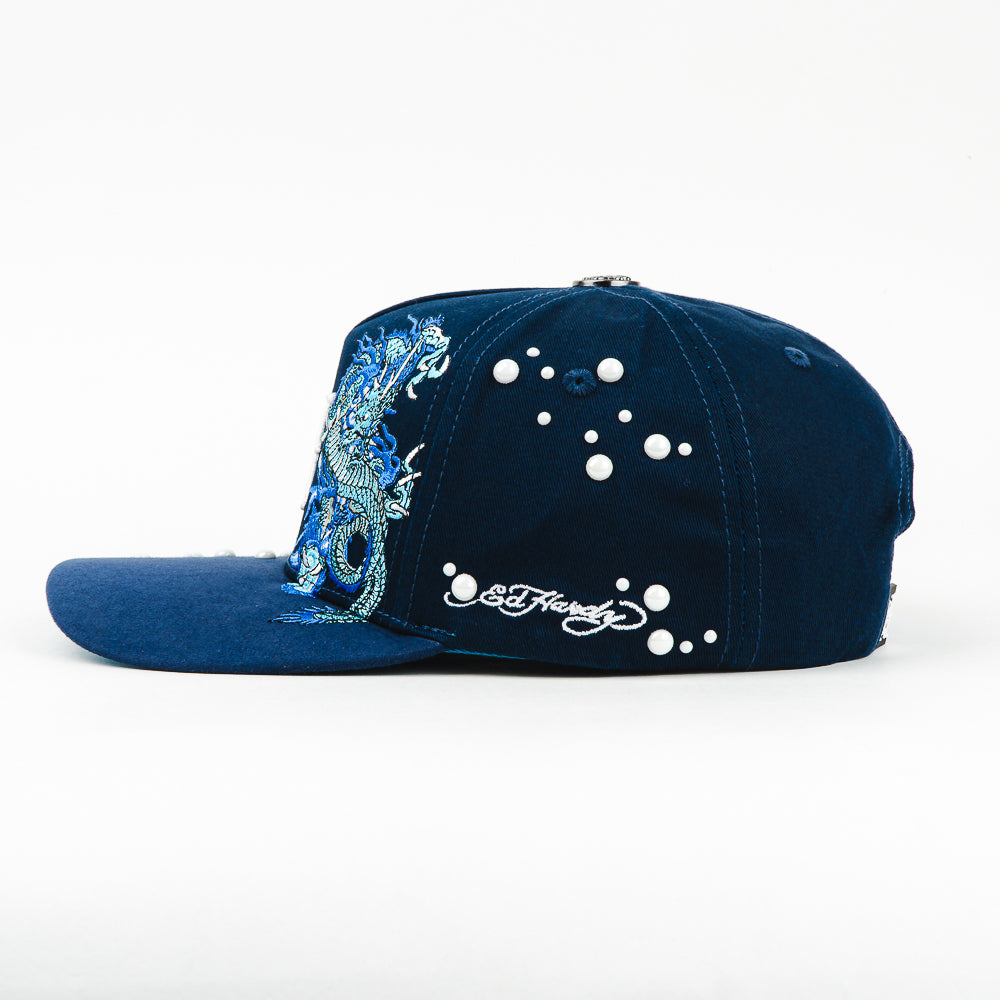 GORRA ED HARDY DRAGON AND PEARLS BLUE