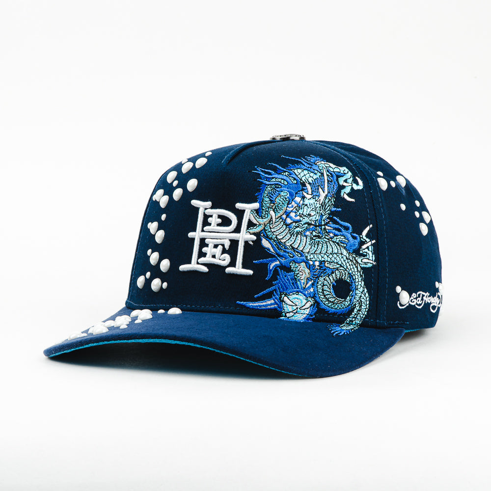 GORRA ED HARDY DRAGON AND PEARLS BLUE