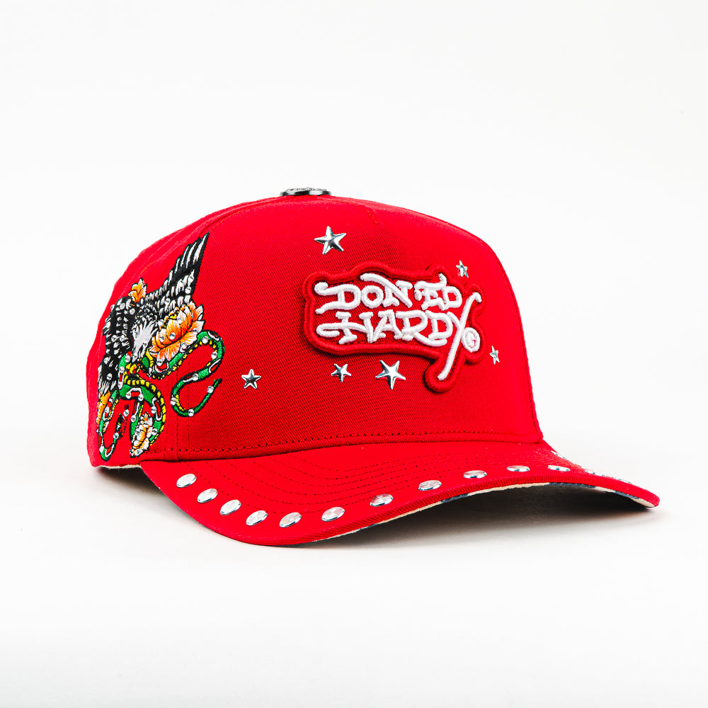 GORRA ED HARDY DON DRAGON AND STARS RED
