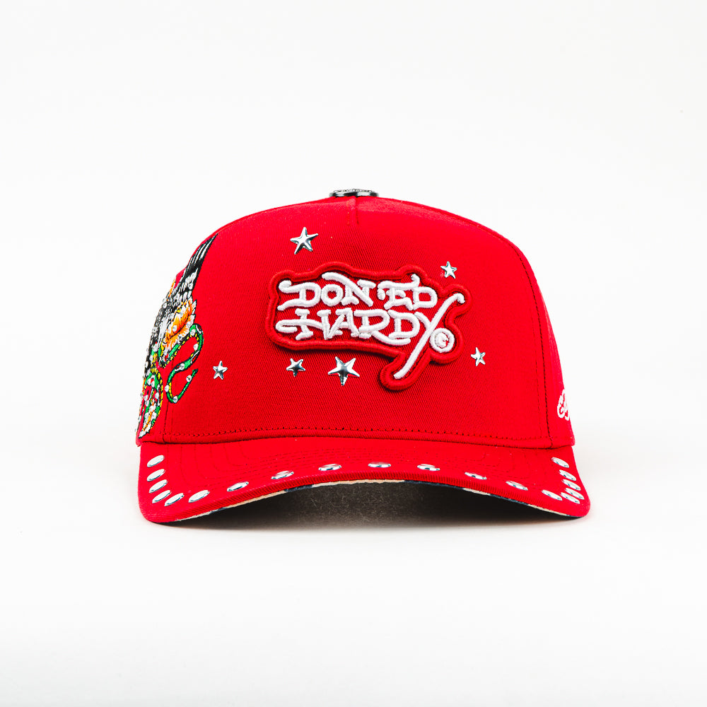 GORRA ED HARDY DON DRAGON AND STARS RED