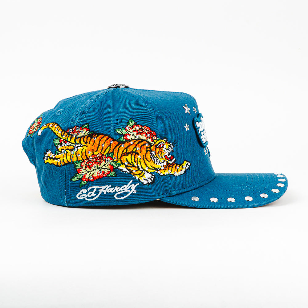 GORRA ED HARDY DON TIGER AND STARS TEAL OSFA