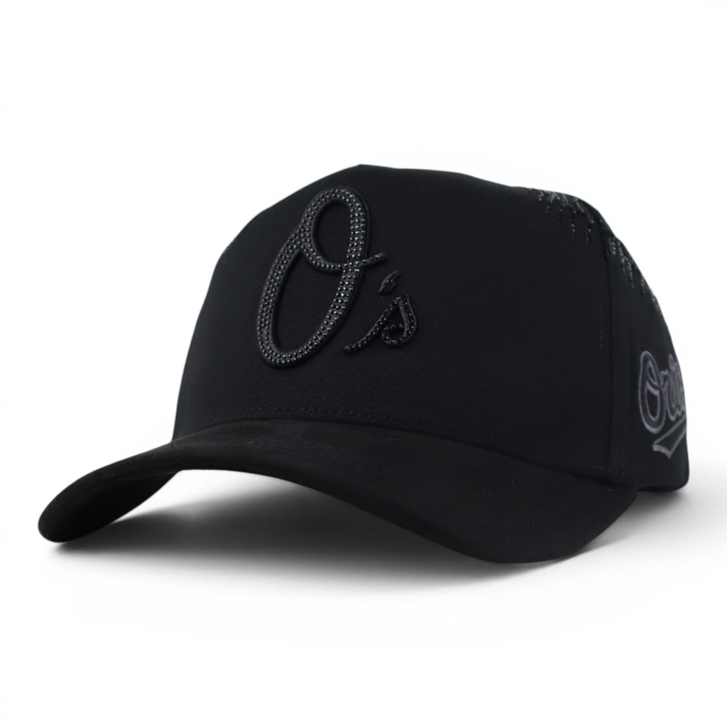 GORRA BIGG BOSS ORIOLES CRISTALS VISOR SUEDE BLACK