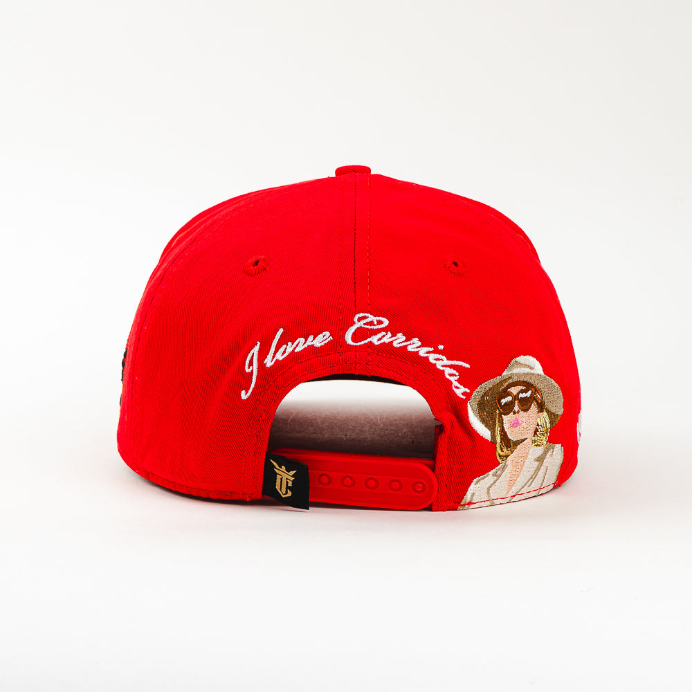 Gorra El Tiros Caps ELVIRA RED VISOR SUEDE de Tela | Snapback Visera Curva