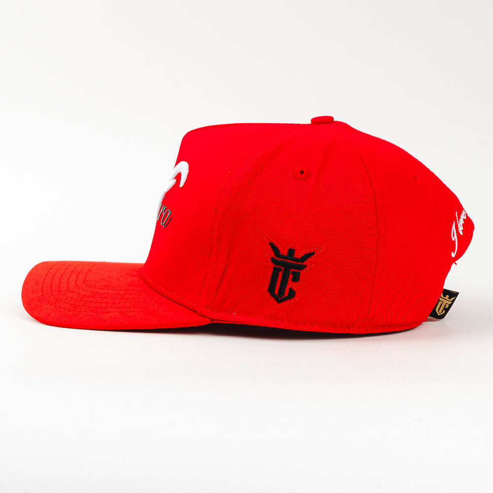 Gorra El Tiros Caps ELVIRA RED VISOR SUEDE de Tela | Snapback Visera Curva