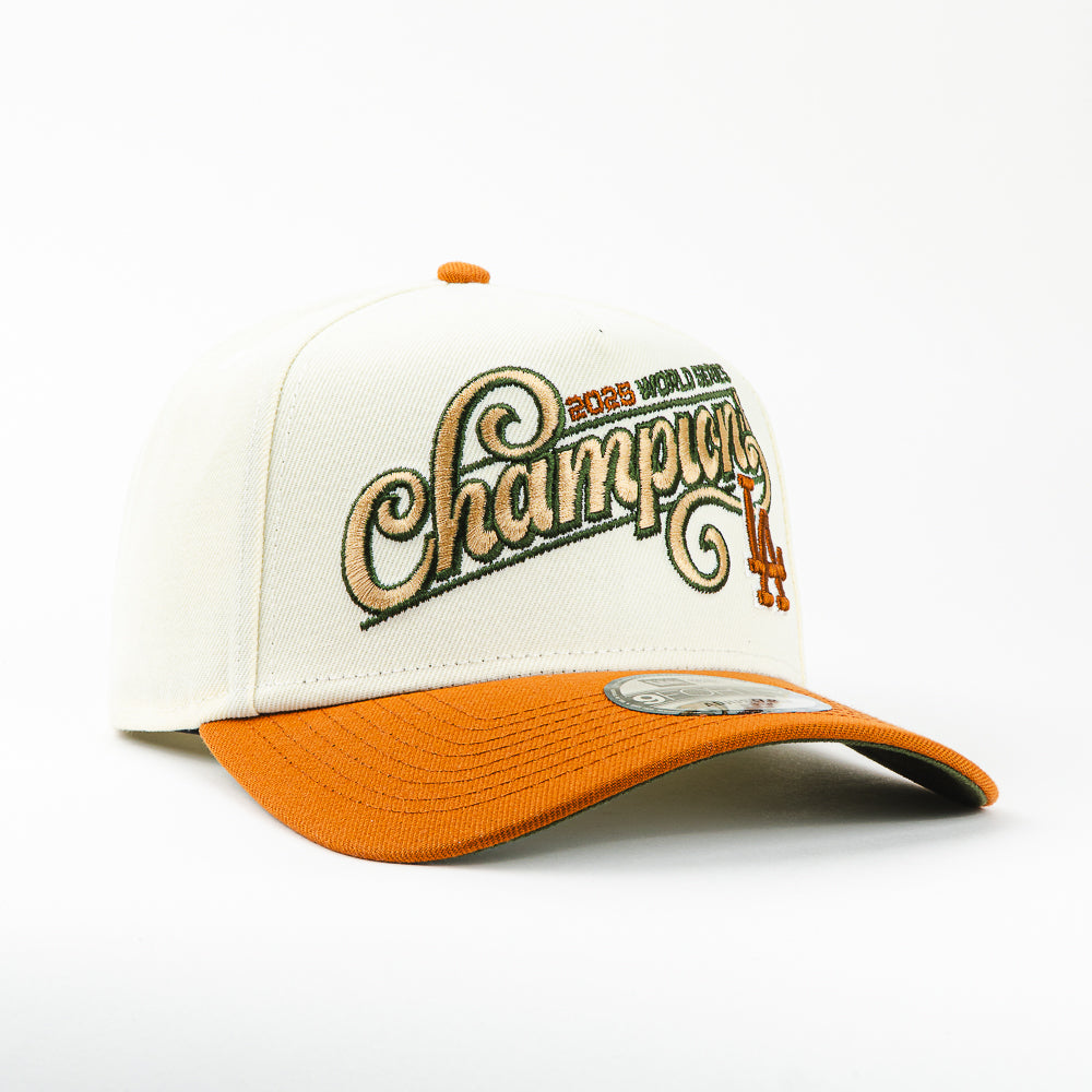 GORRA A FRAME NEW ERA DODGERS WORLD SERIES CHAMPION 2025 ORANGE/BEIGE