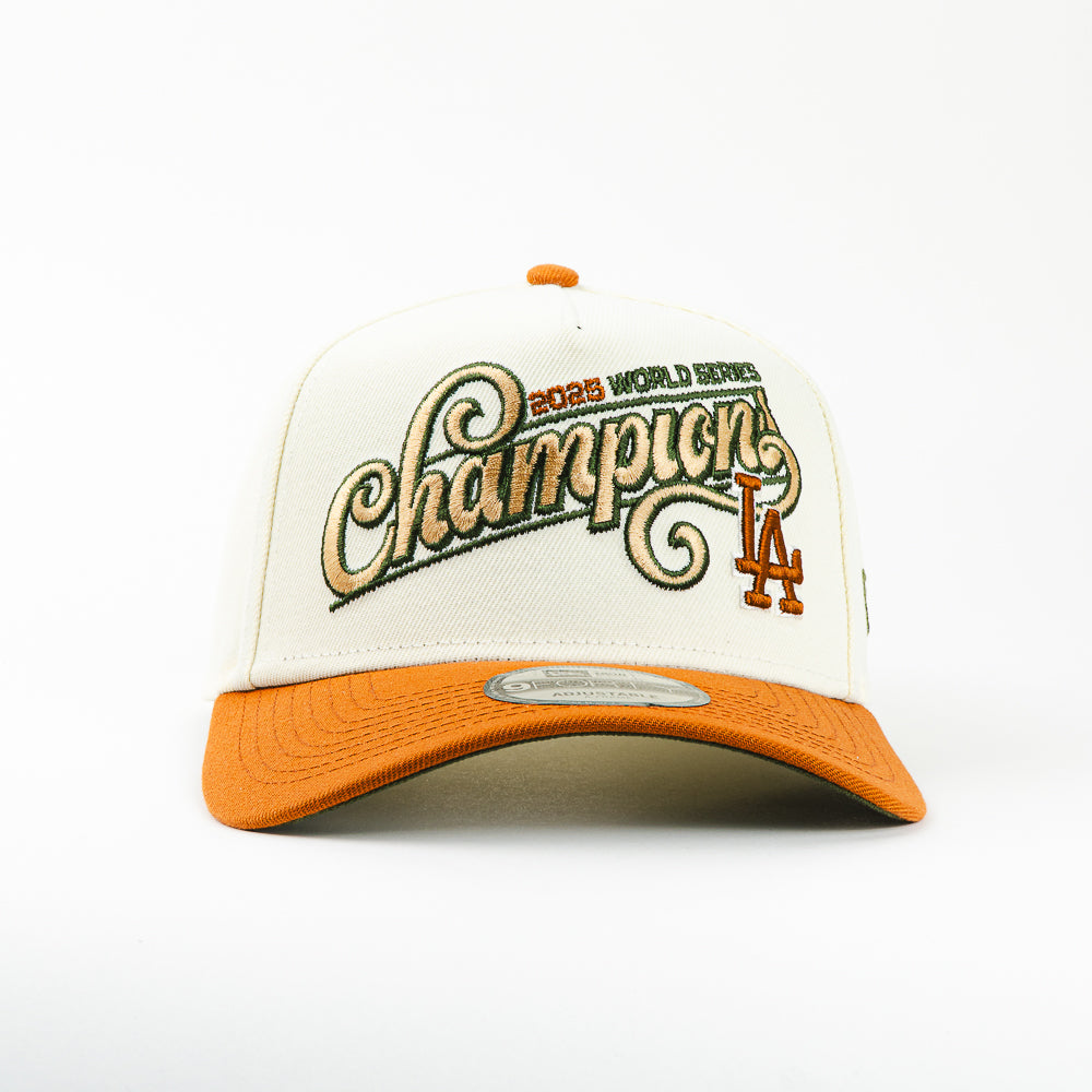 GORRA A FRAME NEW ERA DODGERS WORLD SERIES CHAMPION 2025 ORANGE/BEIGE