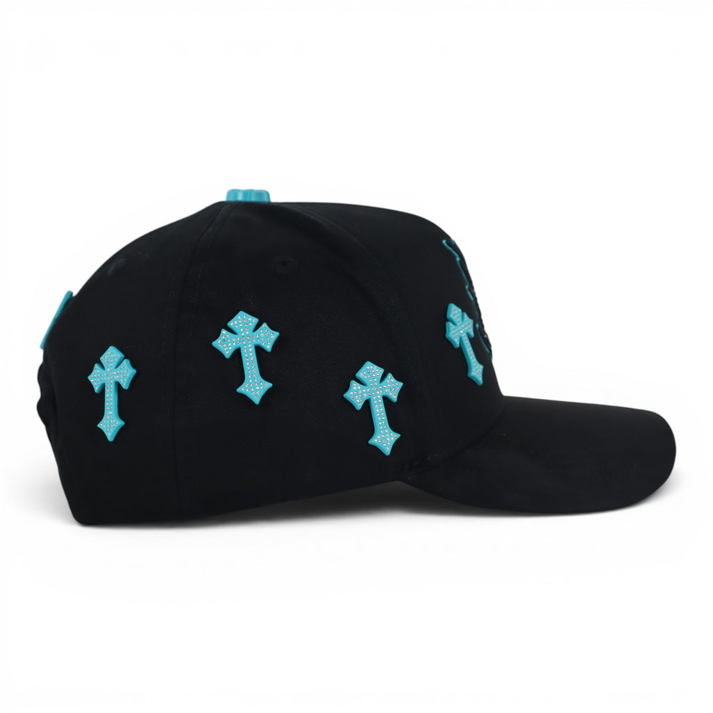 GORRA BARBAS HATS HEAVEN CYAN CROSSES BLACK
