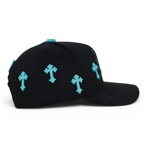 GORRA BARBAS HATS HEAVEN CYAN CROSSES BLACK