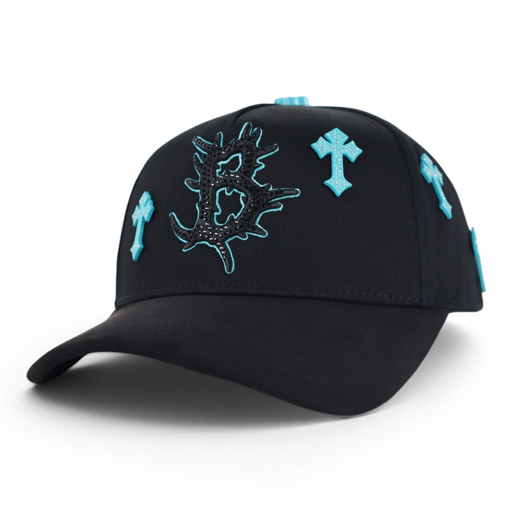 GORRA BARBAS HATS HEAVEN CYAN CROSSES BLACK