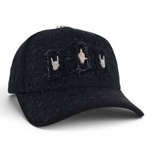 GORRA BARBAS HATS BBB HAND SKULL CRYSTALS NEGRA