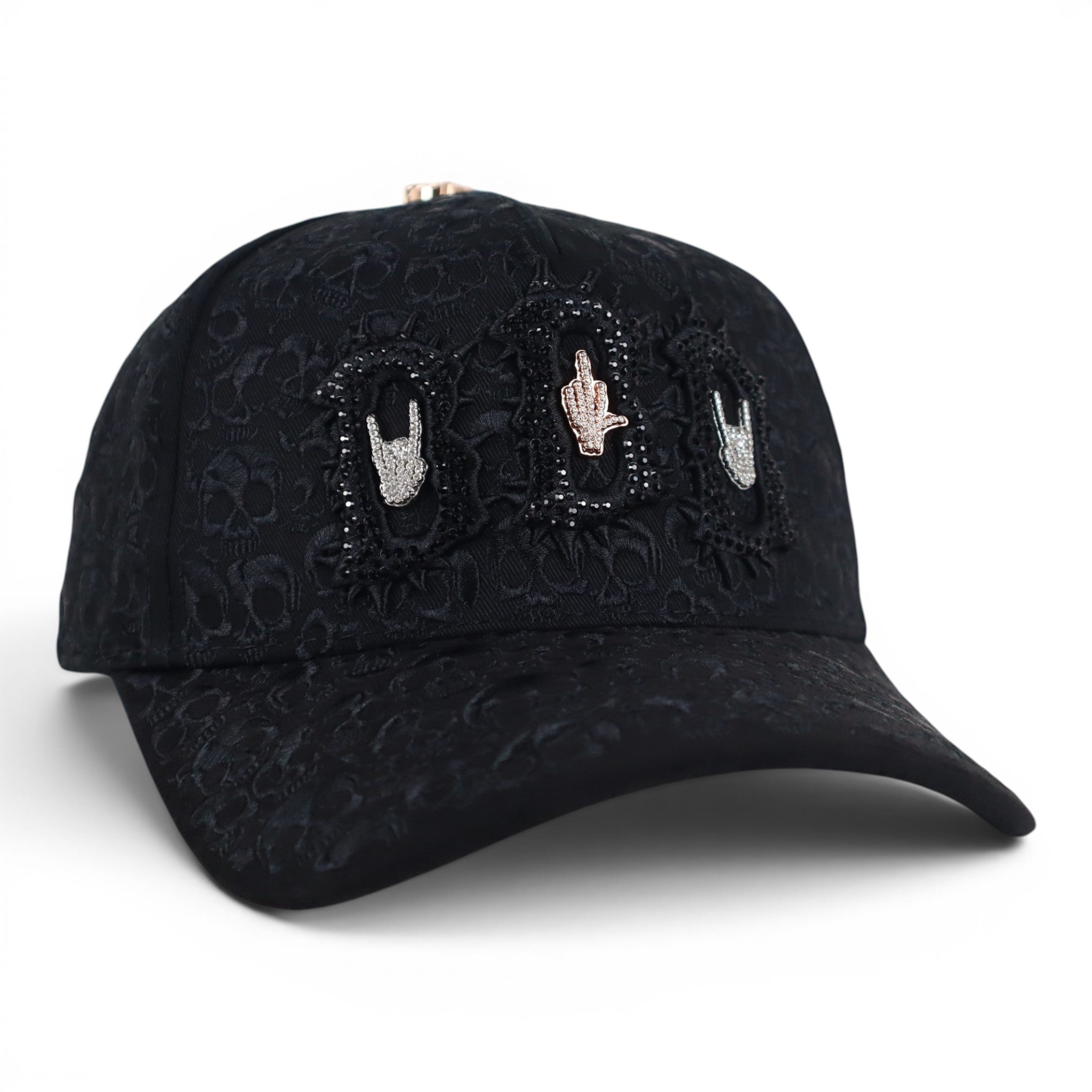 GORRA BARBAS HATS BBB HAND SKULL CRYSTALS BLACK
