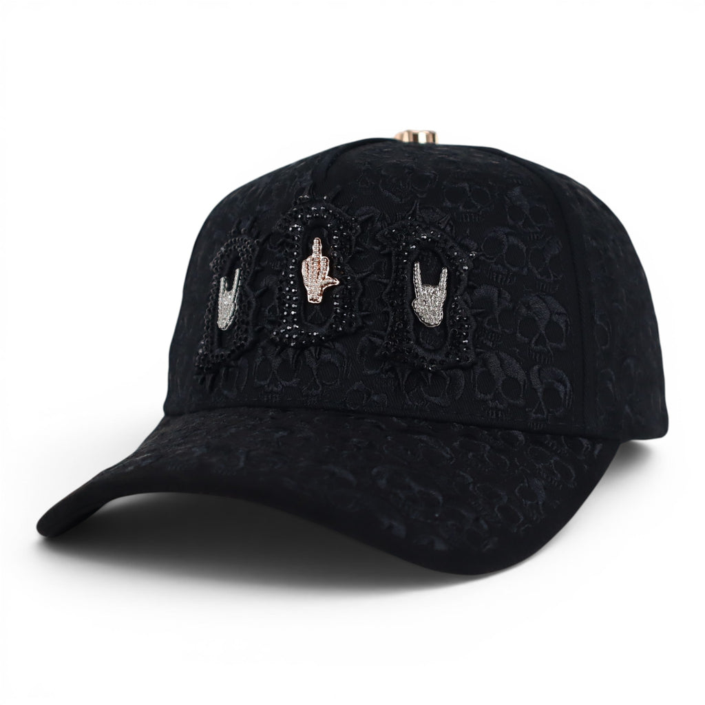 GORRA BARBAS HATS BBB HAND SKULL CRYSTALS BLACK