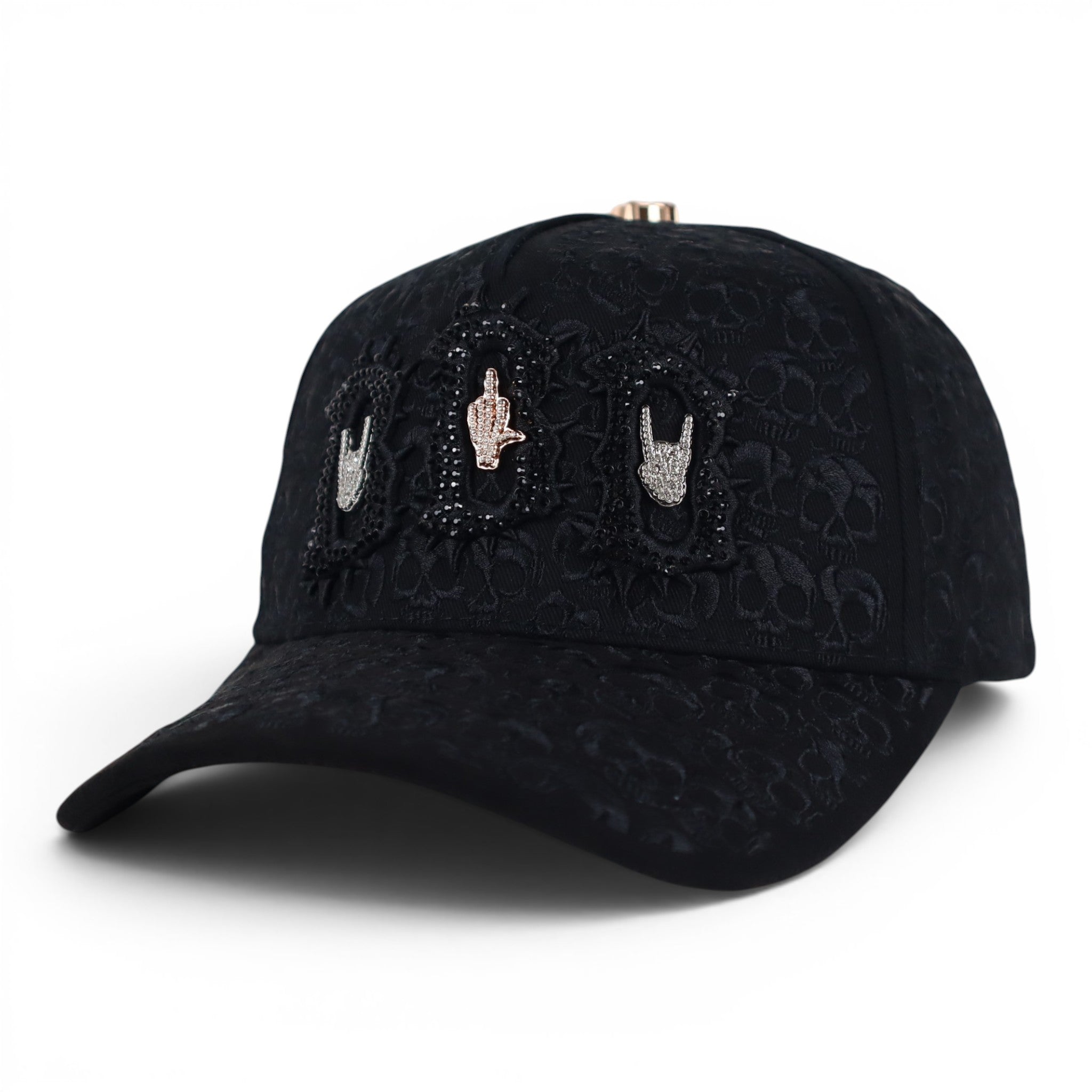 GORRA BARBAS HATS BBB HAND SKULL CRYSTALS BLACK