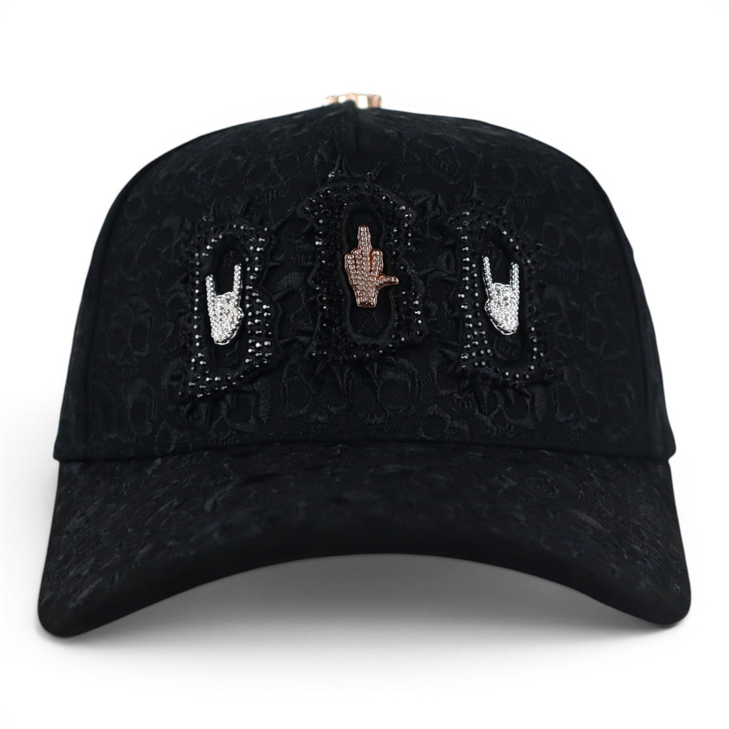 GORRA BARBAS HATS BBB HAND SKULL CRYSTALS BLACK