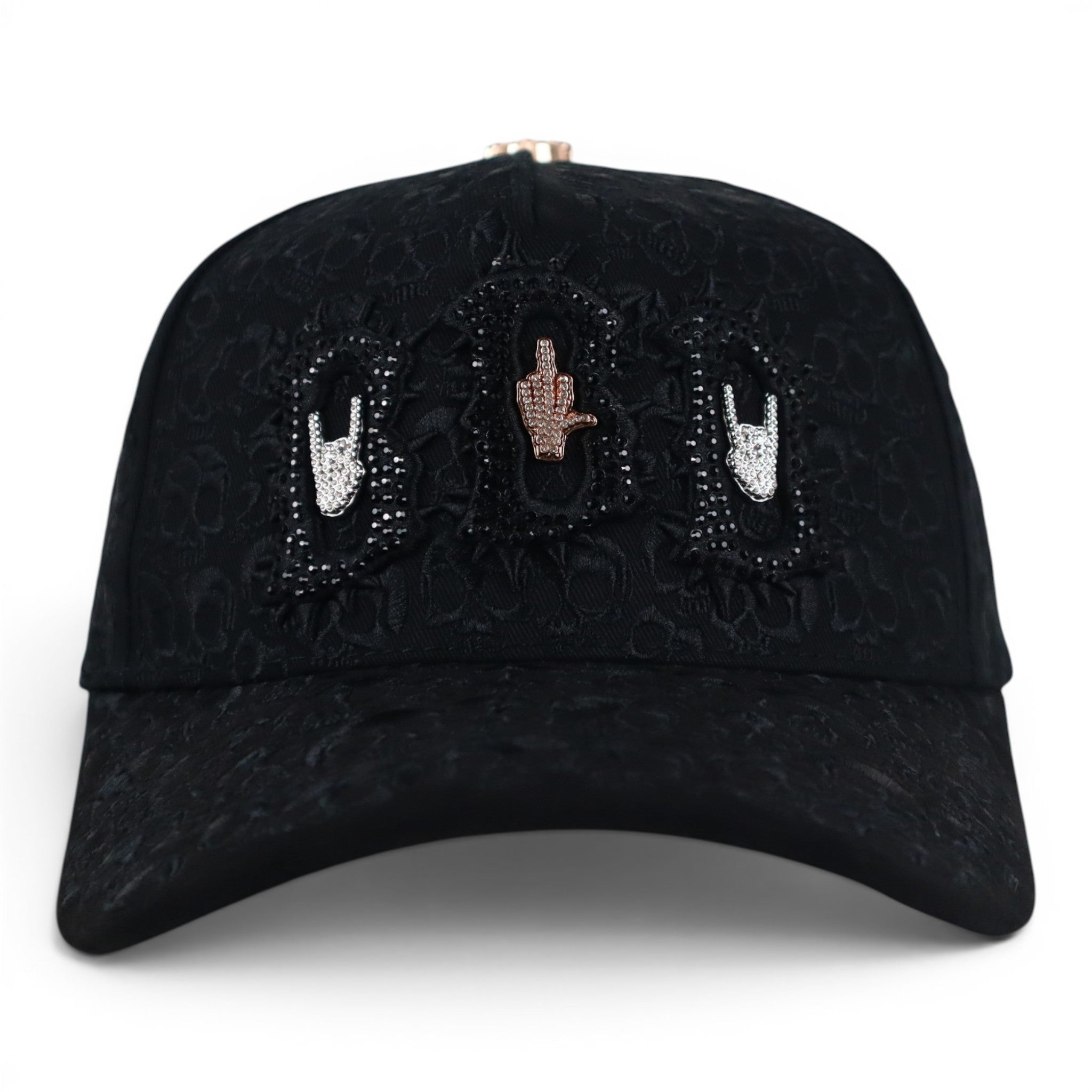 GORRA BARBAS HATS BBB HAND SKULL CRYSTALS BLACK