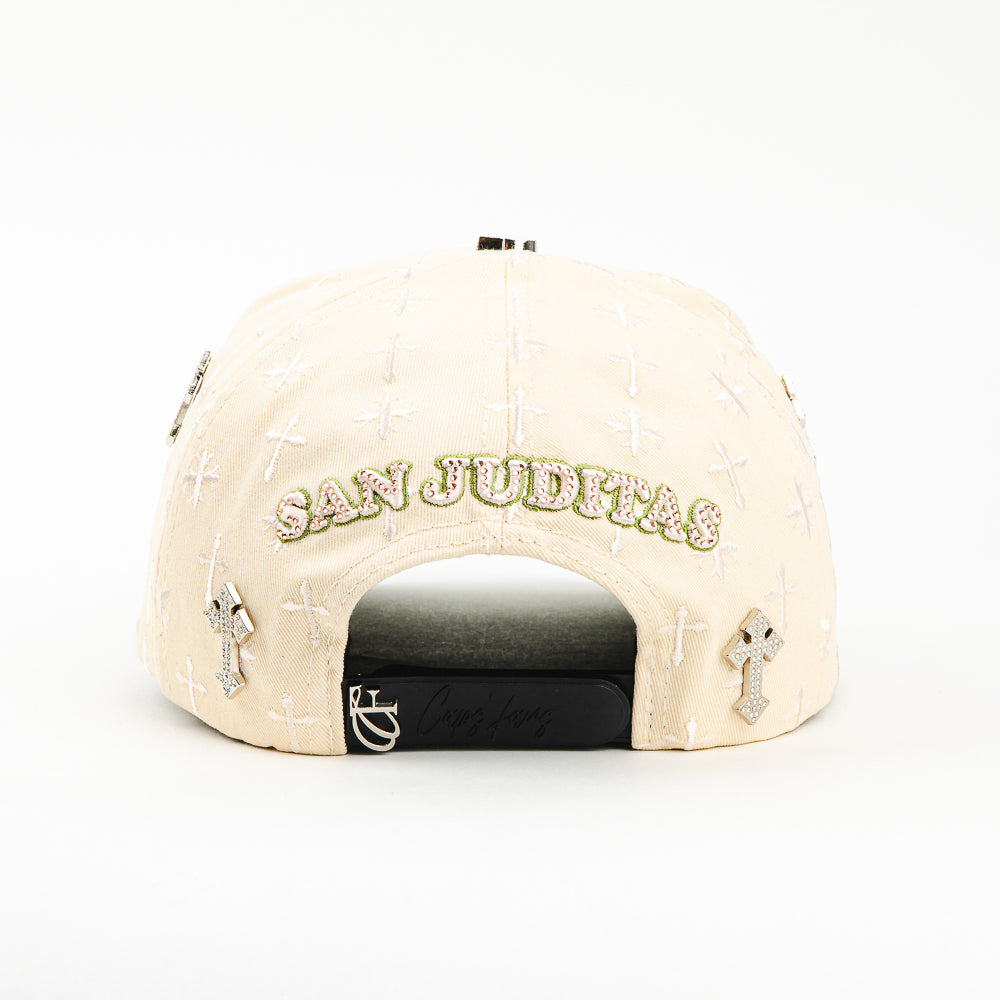GORRA CAPS FANS SAN JUDAS BEIGE/GREEN VISOR SUEDE