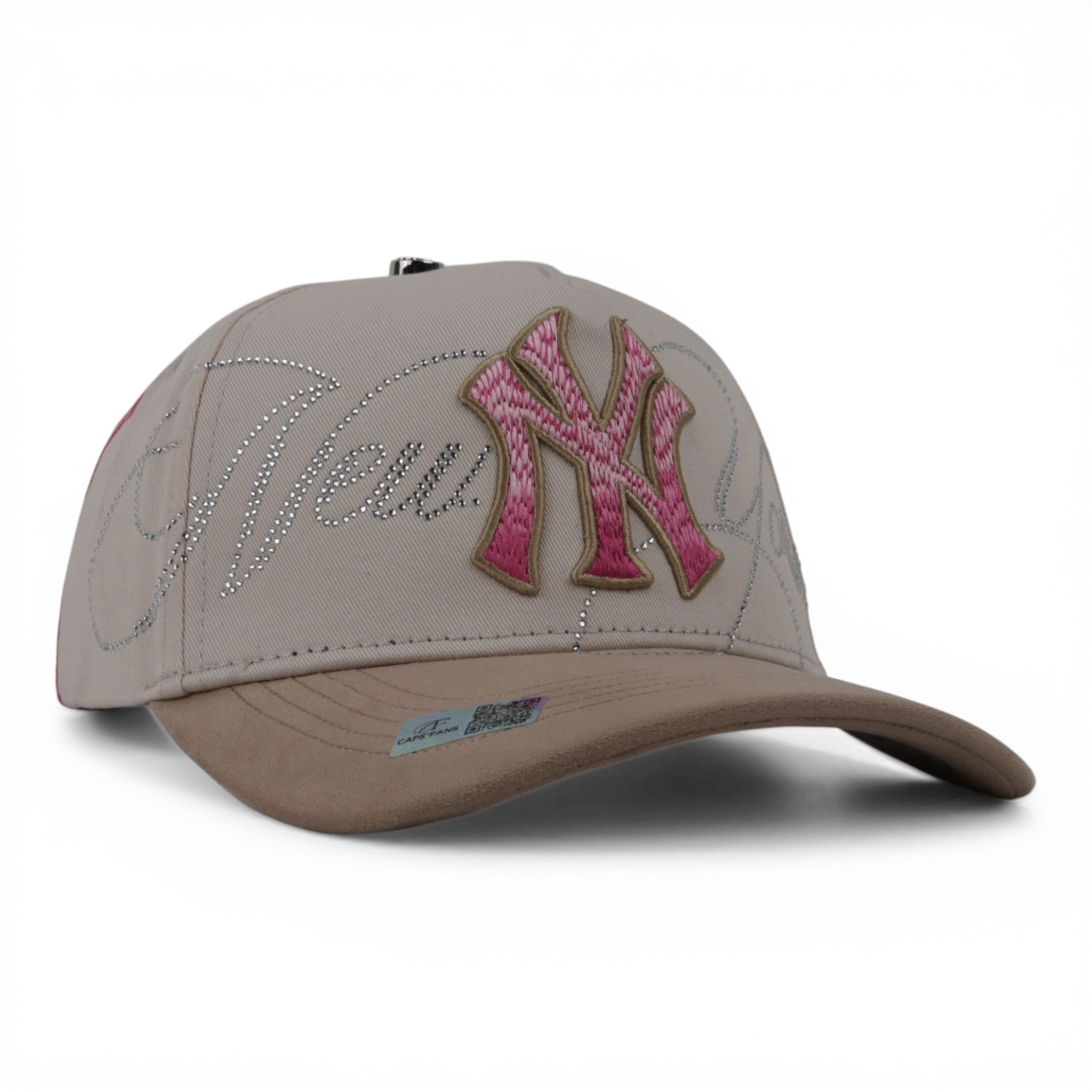 GORRA NY CRYSTALS BEIGE PINK