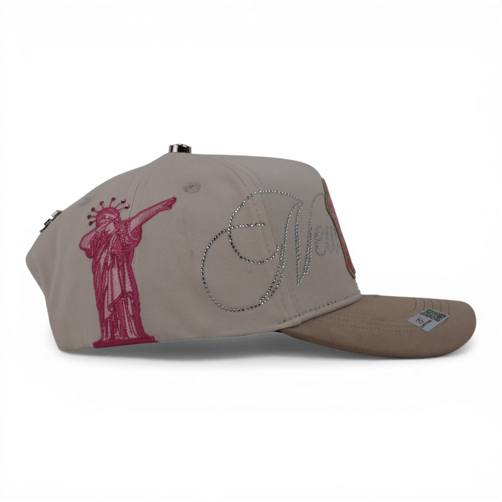 GORRA NY CRYSTALS BEIGE PINK