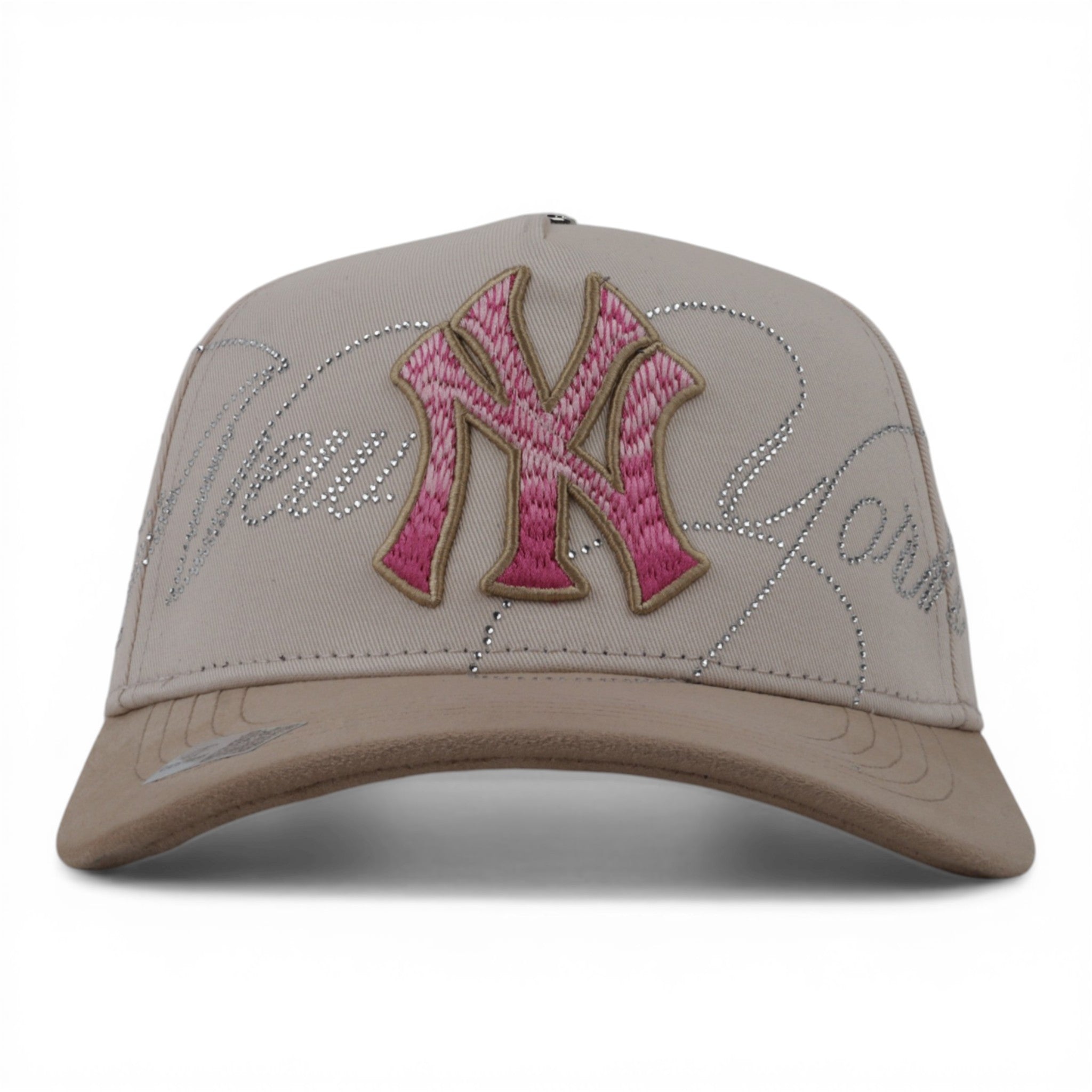 GORRA NY CRYSTALS BEIGE PINK