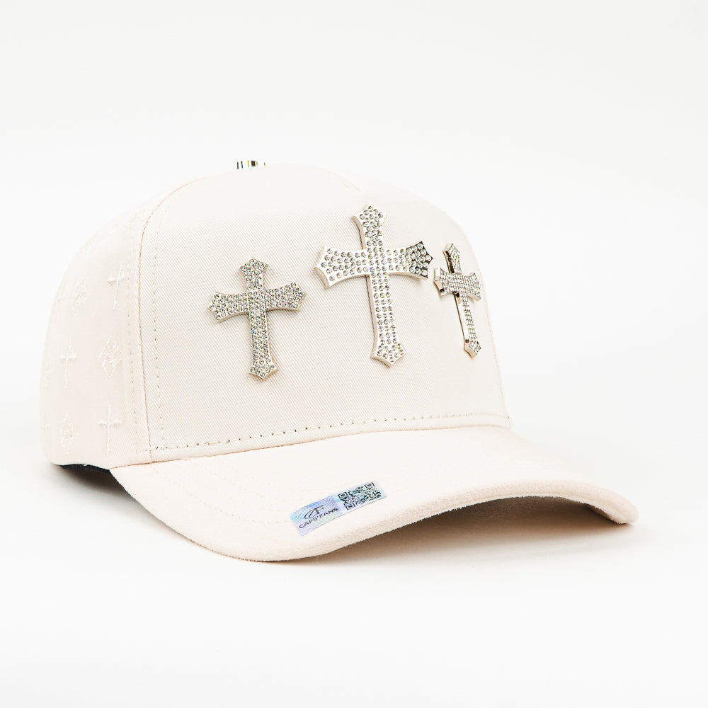GORRA CAPS FANS CROSS CRYSTAL CHROME BEIGE