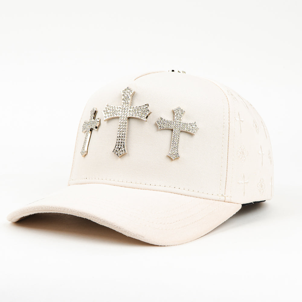 GORRA CAPS FANS CROSS CRYSTAL CHROME BEIGE