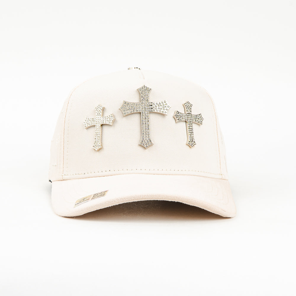 GORRA CAPS FANS CROSS CRYSTAL CHROME BEIGE