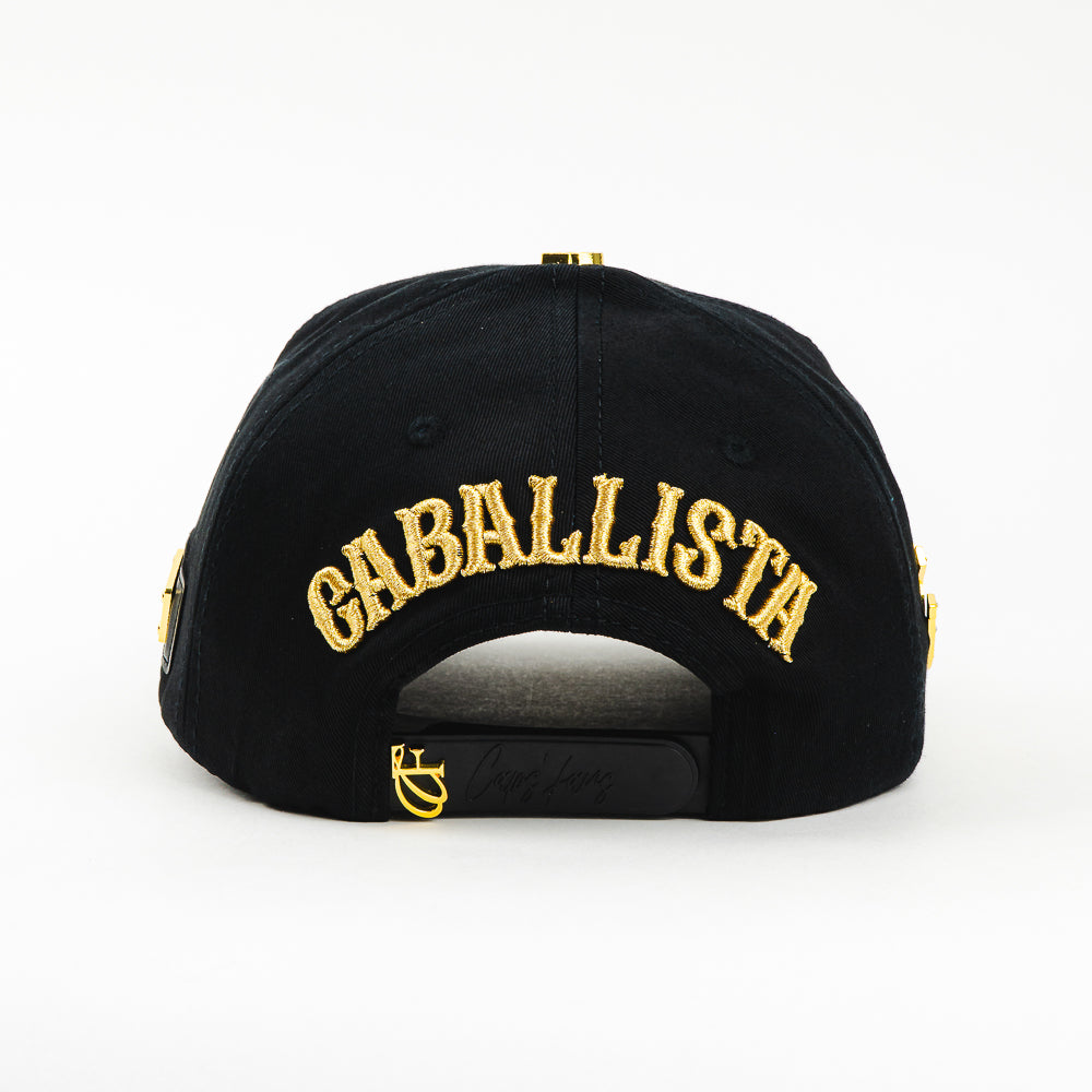 GORRA CAPS FANS HORSE GOLD BLACK VISOR SUEDE