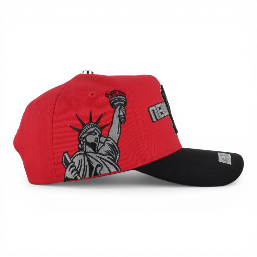 GORRA CAPS FANS NY VISOR SUEDE RED/BLACK