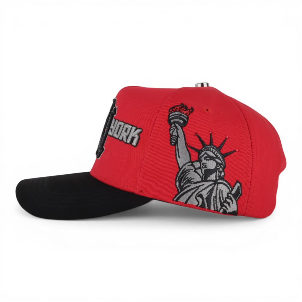GORRA CAPS FANS NY VISOR SUEDE RED/BLACK