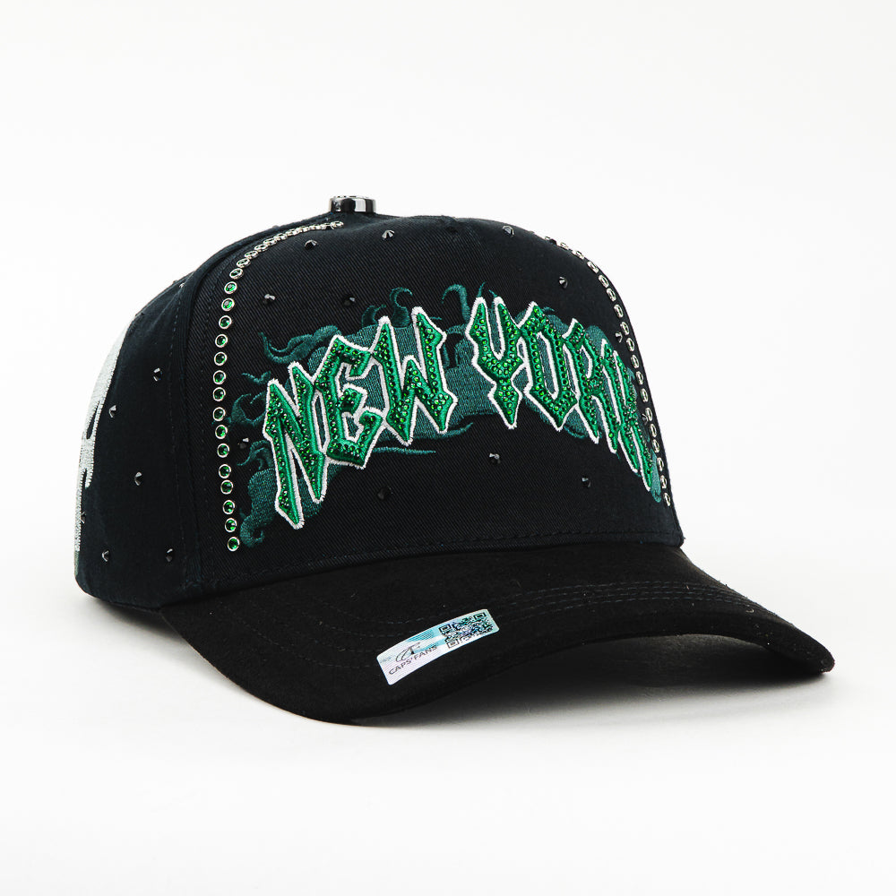 GORRA CAPS FANS NEW YORK CRYSTALS GREEN/BLACK