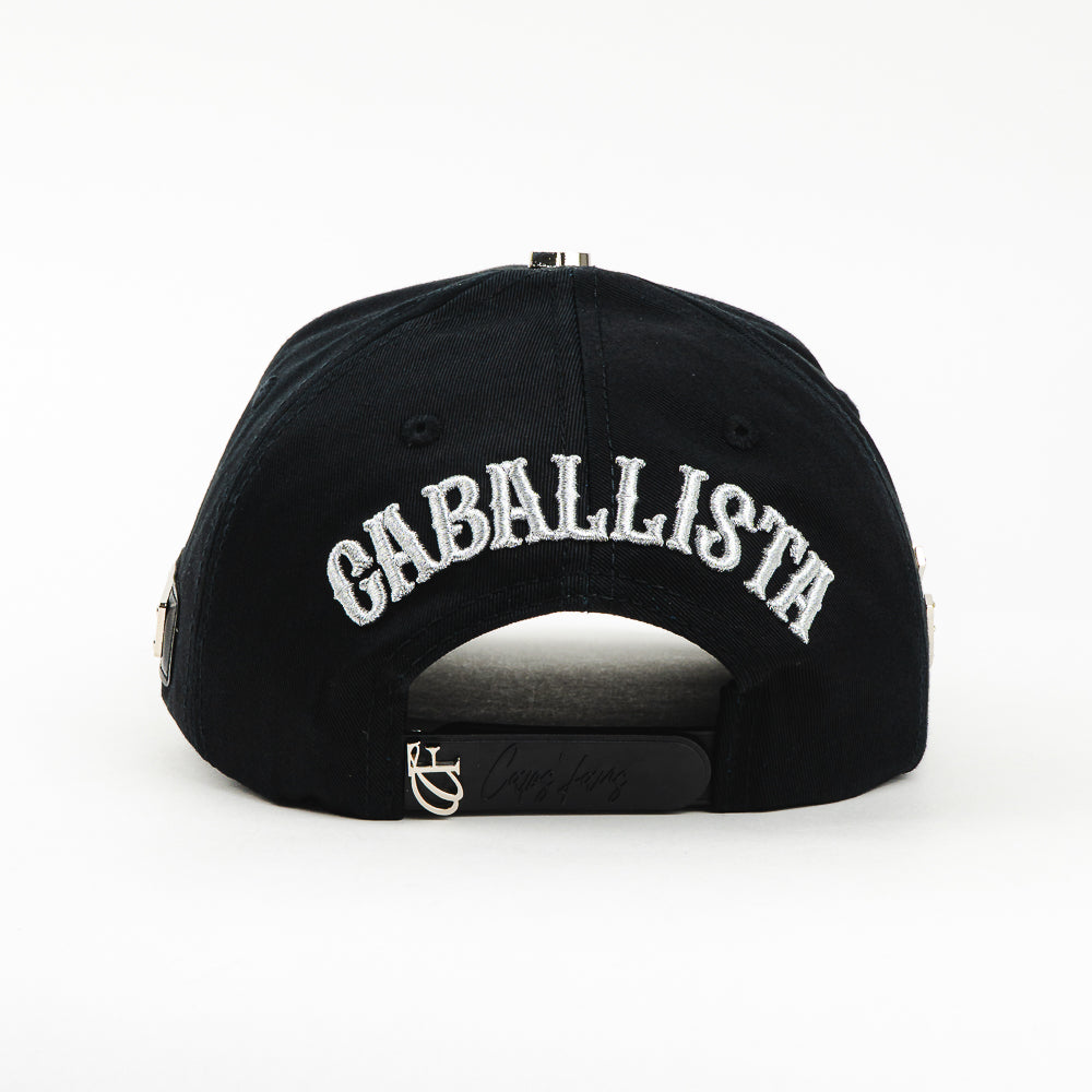 GORRA CAPS FANS HORSE SILVER BLACK VISOR SUEDE