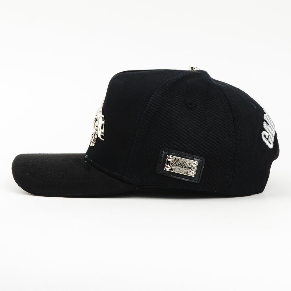 GORRA CAPS FANS HORSE SILVER BLACK VISOR SUEDE
