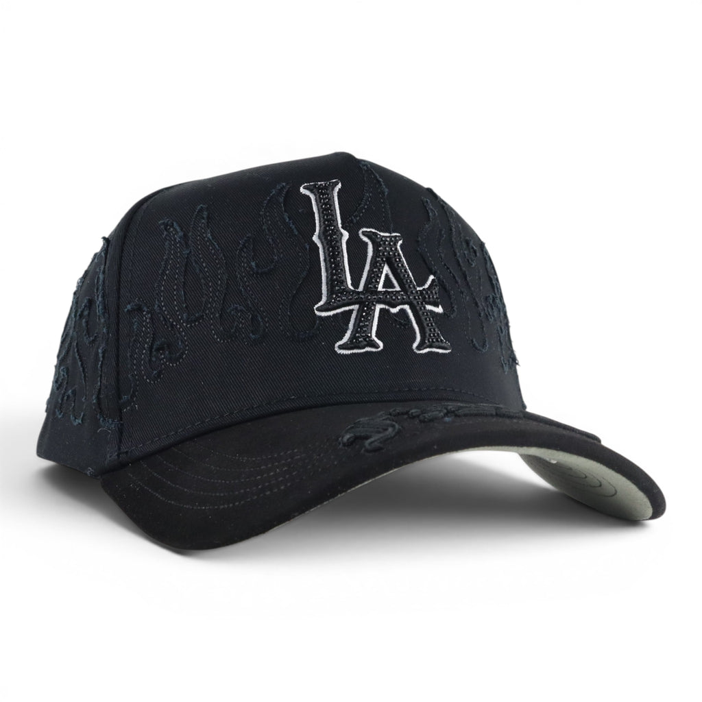 GORRA GALLO FINO BRAND LA CRISTALS FLAMES BLK/WHITE