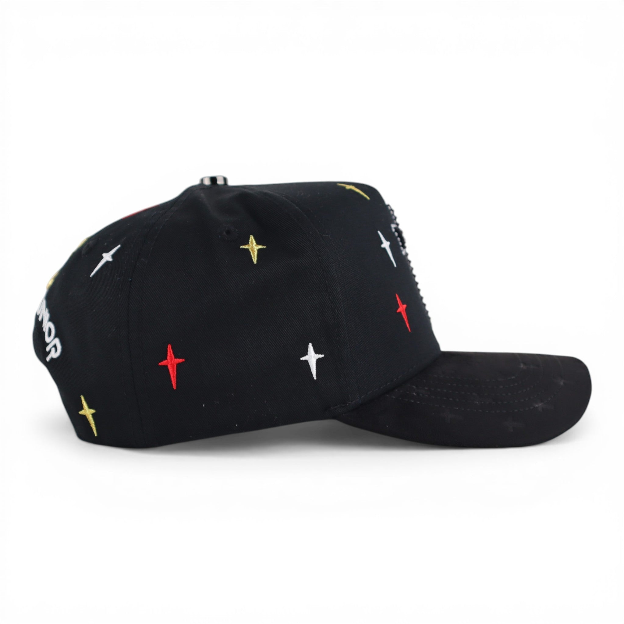 GORRA RICH JR CRUZ CRYSTALS VISOR SUEDE BLACK