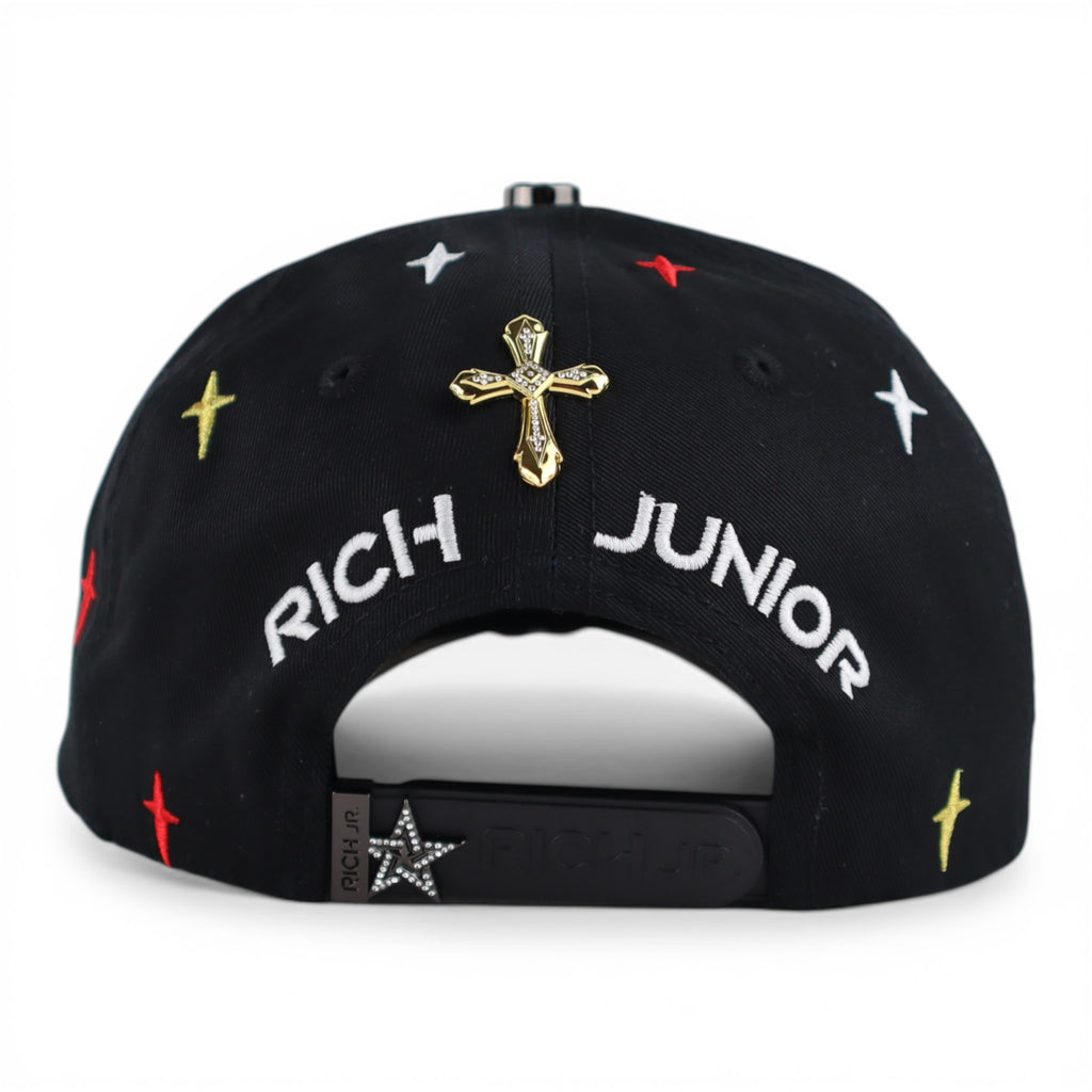 GORRA RICH JR CRUZ CRYSTALS VISOR SUEDE BLACK