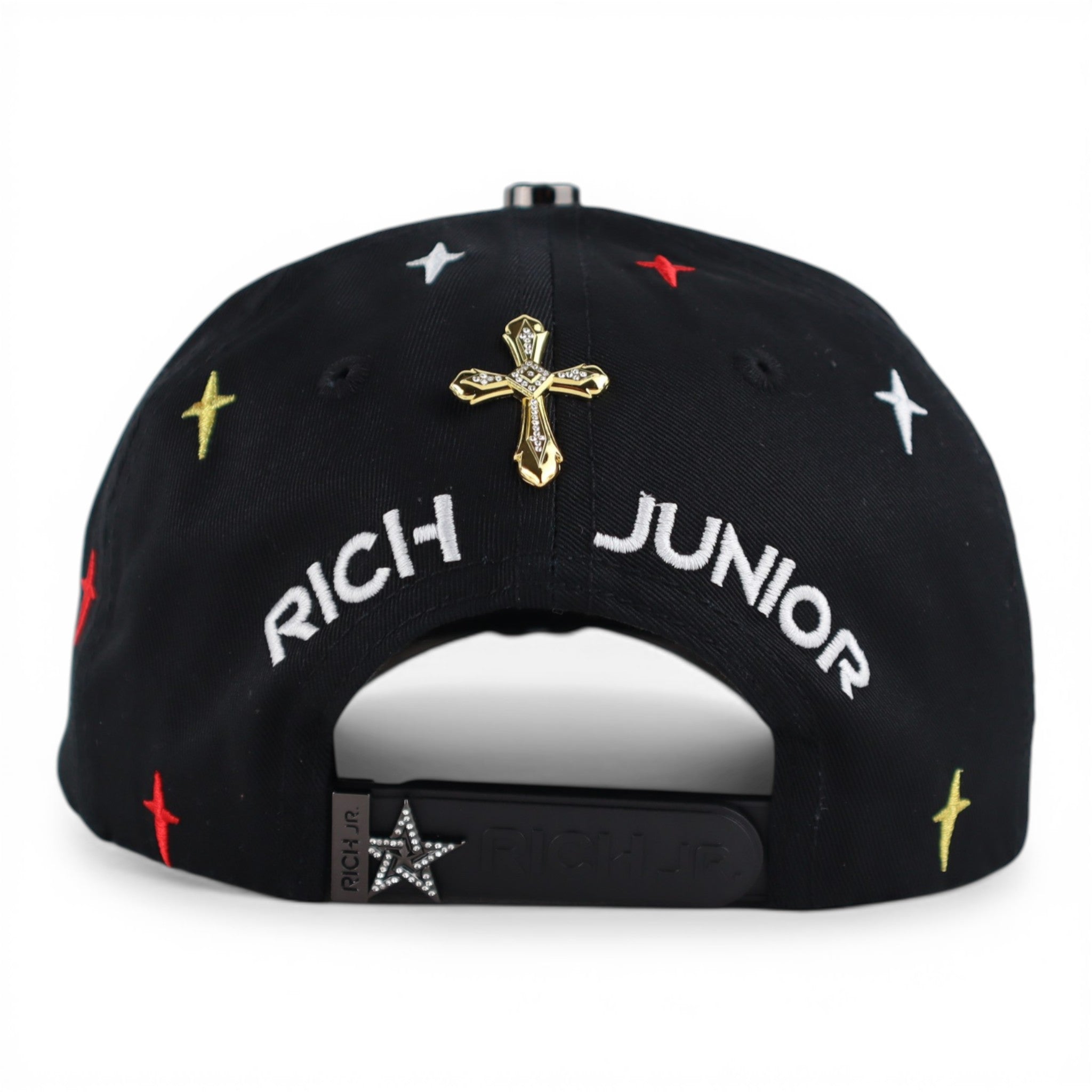 GORRA RICH JR CRUZ CRYSTALS VISOR SUEDE BLACK