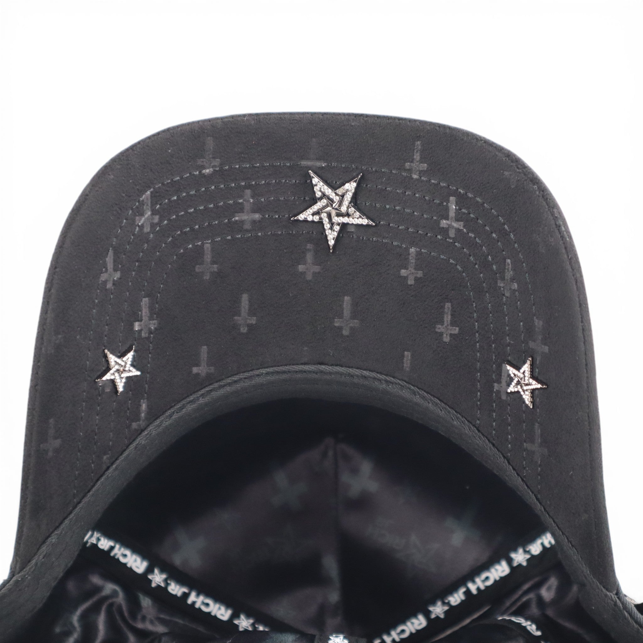 GORRA RICH JR CRUZ CRYSTALS VISOR SUEDE BLACK
