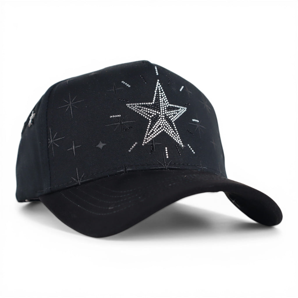 GORRA RICH JR STARS CRYSTALS VISOR SUEDE BLACK