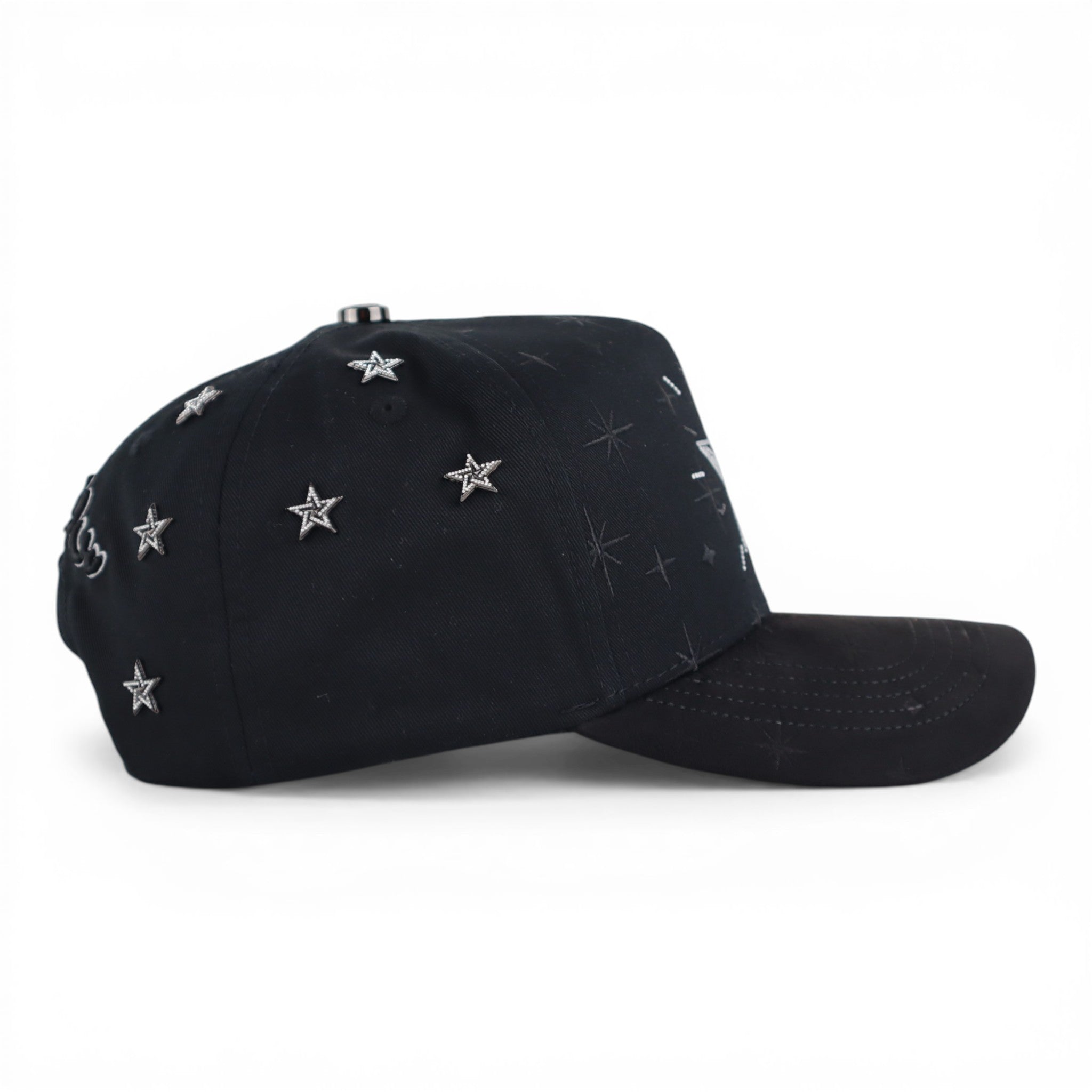 GORRA RICH JR STARS CRYSTALS VISOR SUEDE BLACK